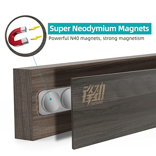 FINDKING Ash Wood Magnetic Knife Strip, Wall Mounted Wooden Knife Holder with Strong Magnets for Kitchen Organization, 16 Inch Dark Brown, Without Knives - Image 3