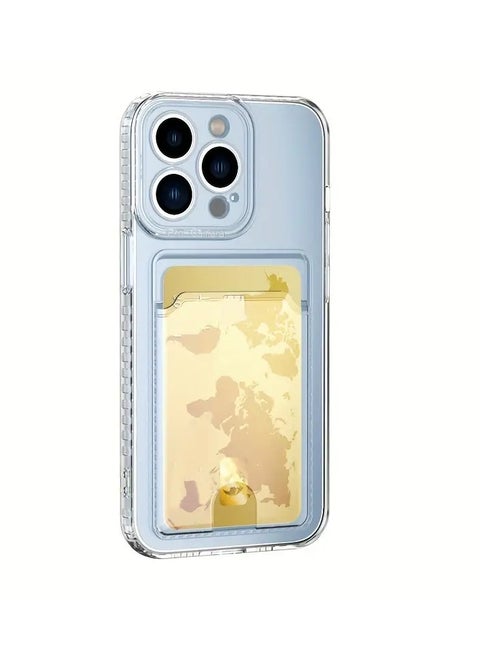 Soft Meterial Slim Transparent Mobile Phone Case For Apple iPhone 15 Pro Max, Shock Proof Back Cover, Full Body Coverage Lens Protection With Cardholder