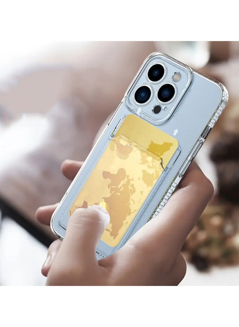 Soft Meterial Slim Transparent Mobile Phone Case For Apple iPhone 15 Pro Max, Shock Proof Back Cover, Full Body Coverage Lens Protection With Cardholder