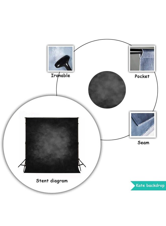 Kate 10ft(W) x10ft(H) Black Abstract Photography Backdrop Texture Microfiber Head Shot Portrait Photo Background (There is Green Tinge to The Product) - Image 4