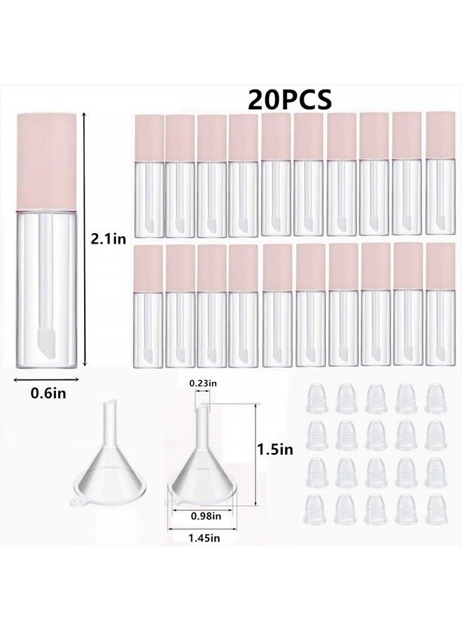 KaiLeQi Pink lip gloss tubes with wand empty bottles 3.5ml Clear Mini Refillable lip gloss containers DIY lip gloss making kit&Funnel & Rubber Stoppers (20PCS in two boxes) - Image 2