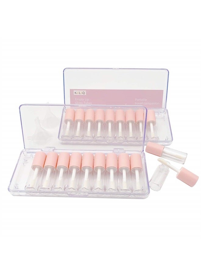 KaiLeQi Pink lip gloss tubes with wand empty bottles 3.5ml Clear Mini Refillable lip gloss containers DIY lip gloss making kit&Funnel & Rubber Stoppers (20PCS in two boxes) - Image 1