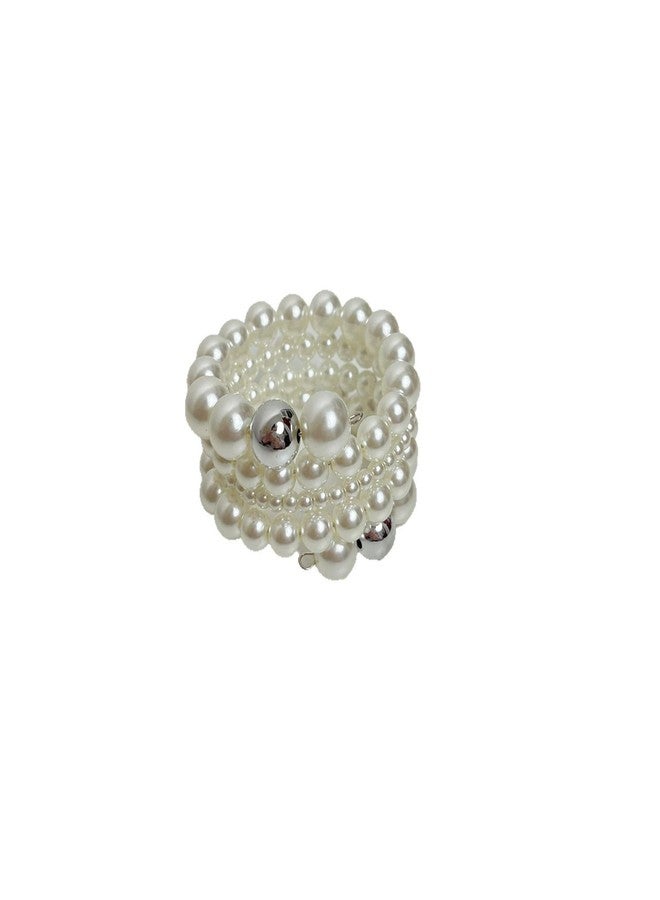 Decixde Pearl Bracelet for Women White Pearl Layered Bracelet Chunky Pearl Bracelet (white pearl) - Image 1