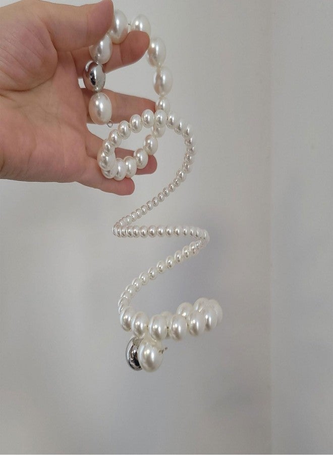 Decixde Pearl Bracelet for Women White Pearl Layered Bracelet Chunky Pearl Bracelet (white pearl) - Image 4