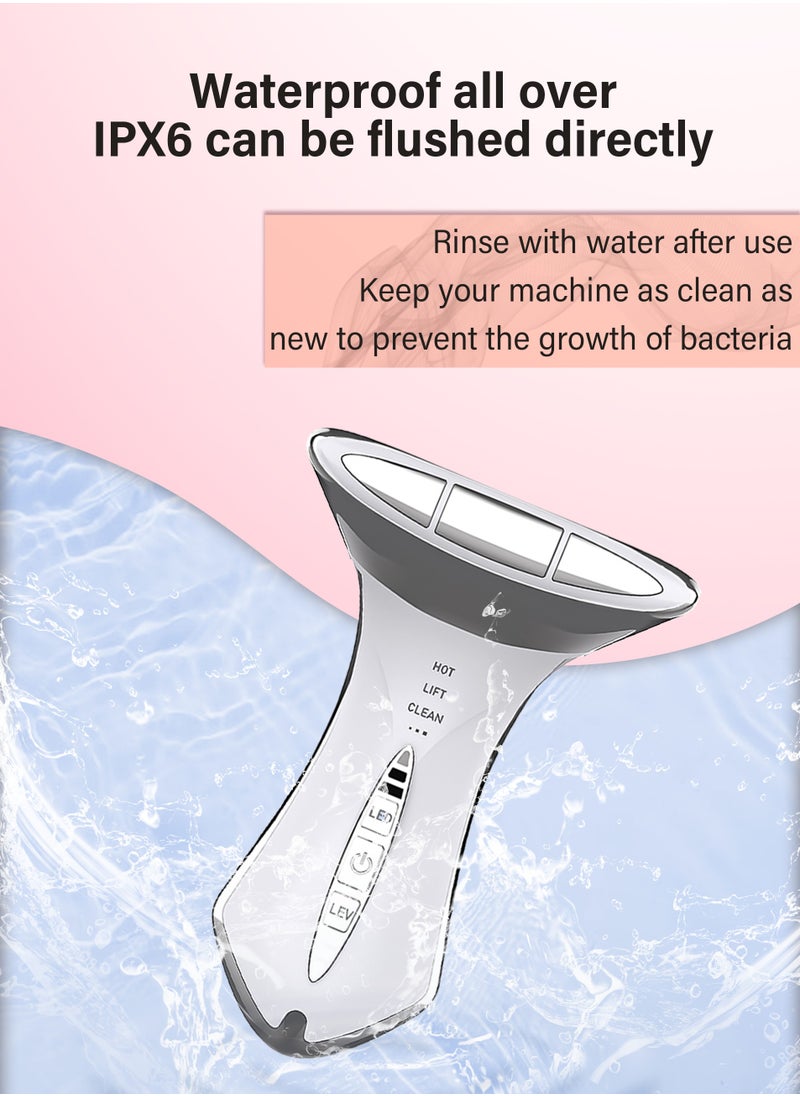 LED Photo Therapy Wrinkle Removal Device, Neck & Face Microcurrent Lifting & Firming Massager, IPX6 Full Body Waterproof, with 5 LED Lights and 4 Working Modes