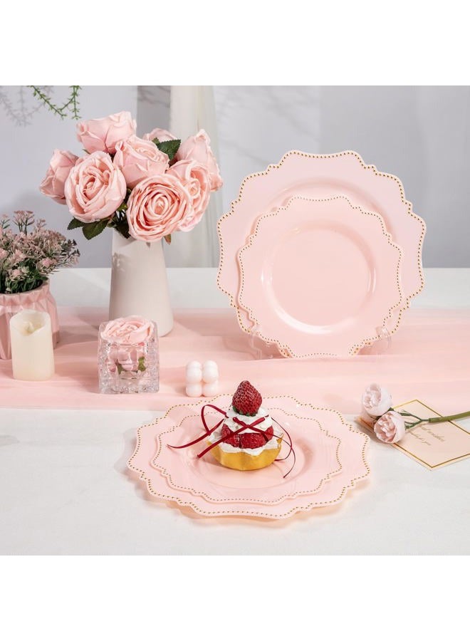 COLOSUS 60pcs Disposable Plastic Plates Set, Gold Pink Party Plates, 30pcs Dinner Plates and 30pcs Salad/Dessert Plates for Wedding, Party, Anniversary, Daily Use - Image 5