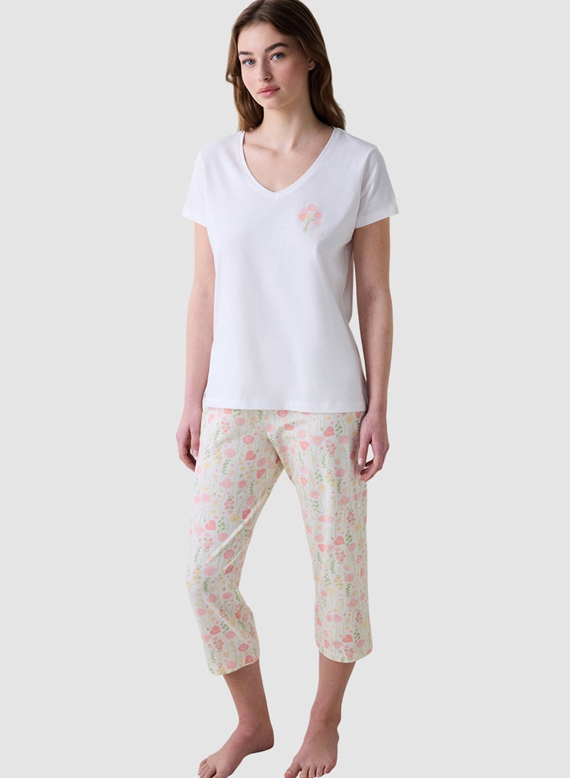 Penti Cute Floral Cotton Capri Pyjama Set - Image 1