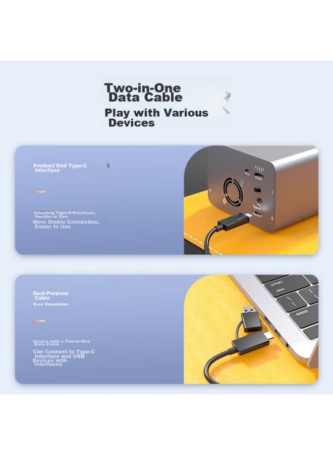 Superior Youyuezhe Raid Dual-bay Enclosure, Type-c 10gbps To Sata, External Hard Drive Enclosure For 2.5/3.5-inch Mechanical And Ssd Storage, S308c - Image 3