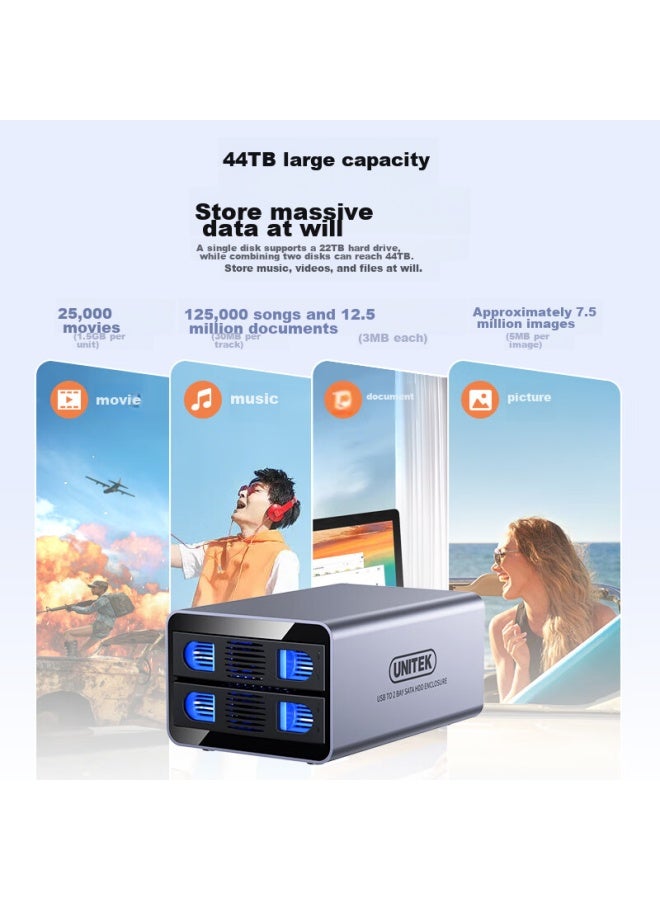 Superior Youyuezhe Raid Dual-bay Enclosure, Type-c 10gbps To Sata, External Hard Drive Enclosure For 2.5/3.5-inch Mechanical And Ssd Storage, S308c - Image 5