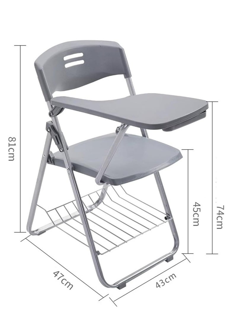 Generic - Folding Chair with Write Board, Compact Portable Foldable Plastic Chair, Meeting/Teaching/Training Chair with Writing Pad and Book/Document Storage Rack, Suitable for Students and Offices - Image 1