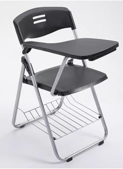 Folding Chair with Write Board, Compact Portable Foldable Plastic Chair, Meeting/Teaching/Training Chair with Writing Pad and Book/Document Storage Rack, Suitable for Students and Offices