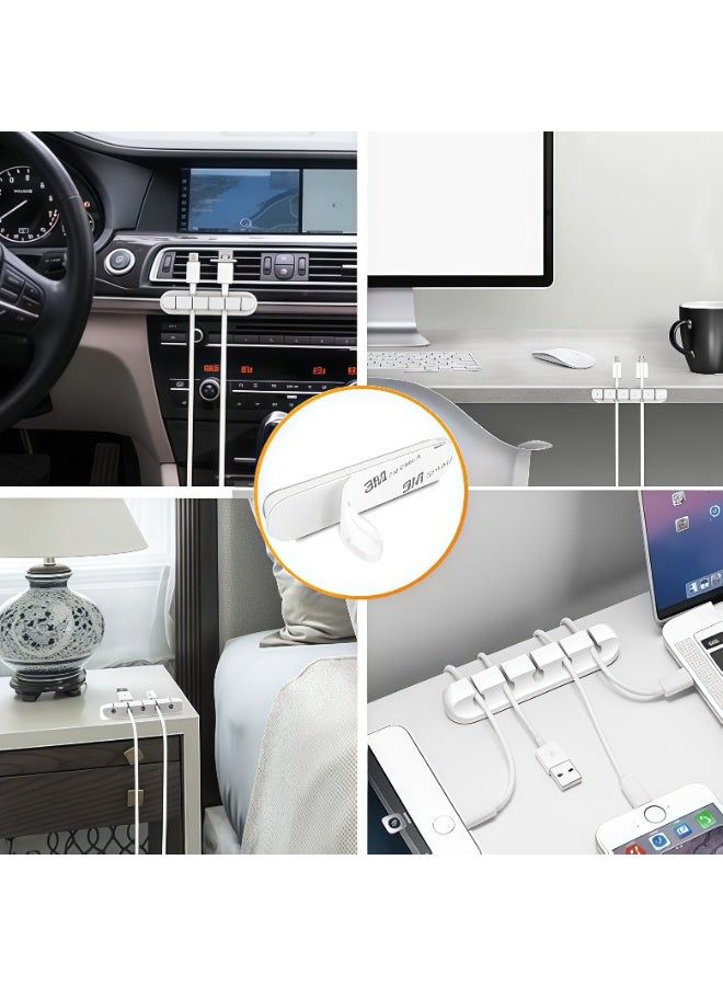 مشابك لتنظيم الكابلات - كابلات الطاقة - كابلات USB - كابلات التلفزيون - أجهزة الكمبيوتر - للاستخدام المنزلي والمكتبي - كابلات أجهزة الكمبيوتر المكتبية - 5 قطع من مشابك الكابلات باللون الأبيض - Image 2