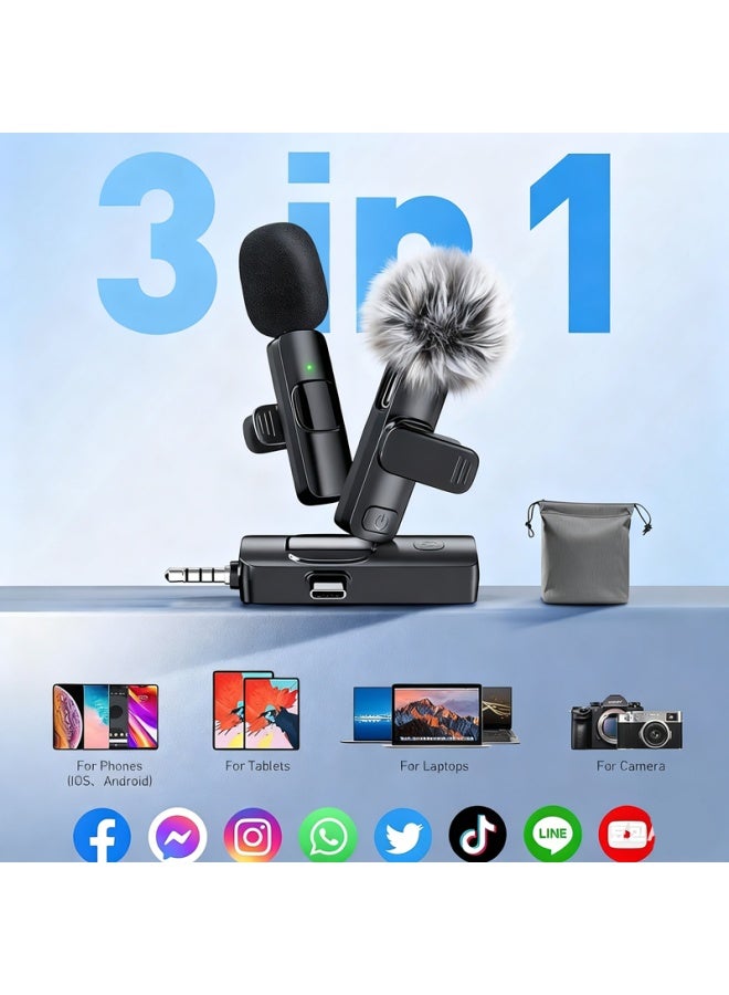 Neutral K15 Three-in-one Wireless Lavalier Microphone 2.4g Phone Mini Noise Reduction Recording Microphone - Image 5