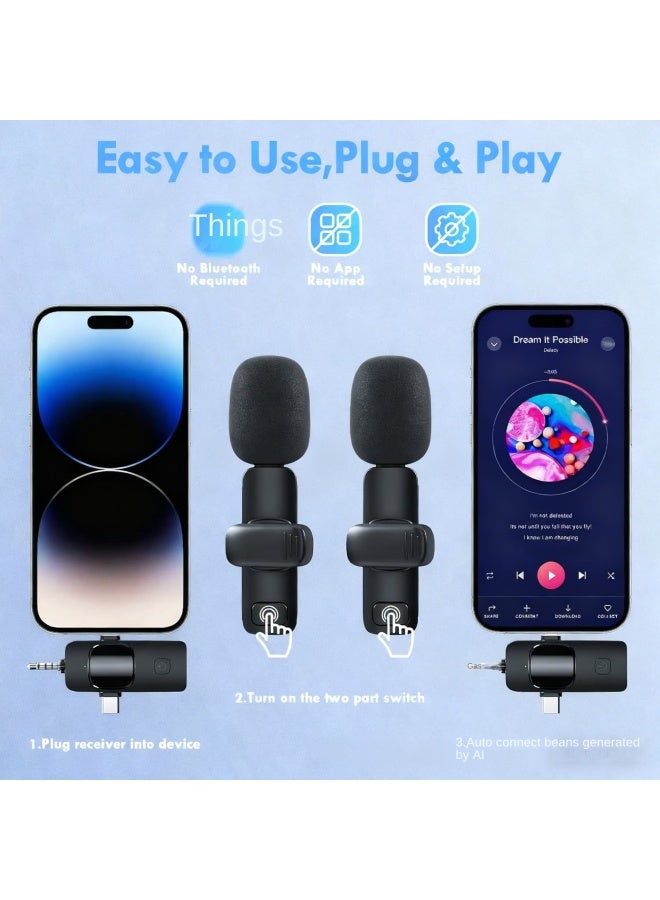 Neutral K15 Three-in-one Wireless Lavalier Microphone 2.4g Phone Mini Noise Reduction Recording Microphone - Image 3