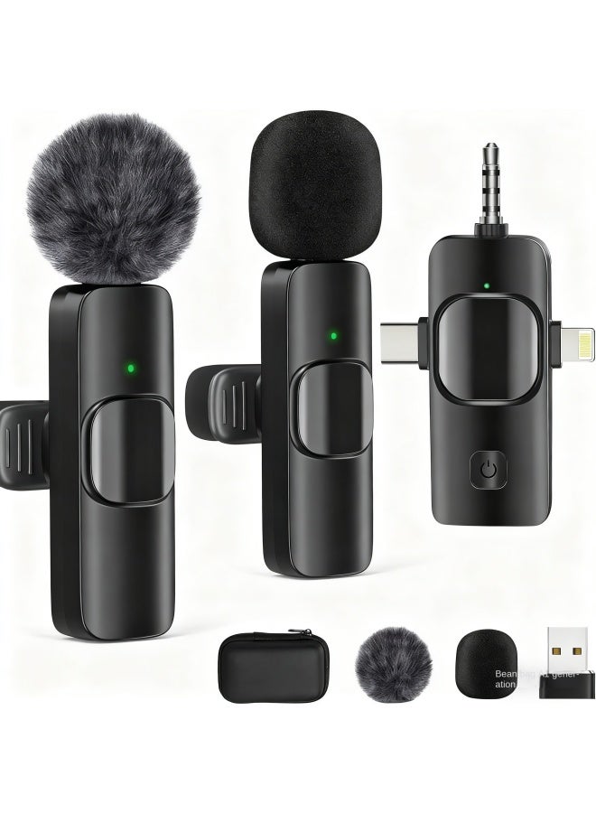 Neutral K15 Three-in-one Wireless Lavalier Microphone 2.4g Phone Mini Noise Reduction Recording Microphone - Image 4