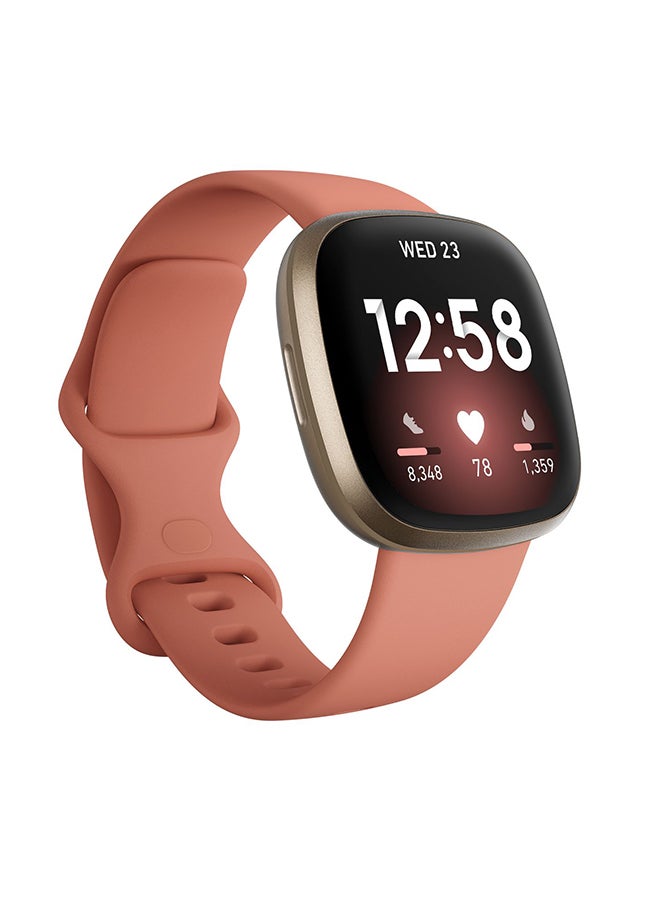 Fitbit Versa 3 Health & Fitness Smartwatch with 6-months Premium Membership Included Built-in GPS Daily Readiness Score and Up To 6+ Days Battery Pink Clay/Soft Gold Aluminium - Image 1