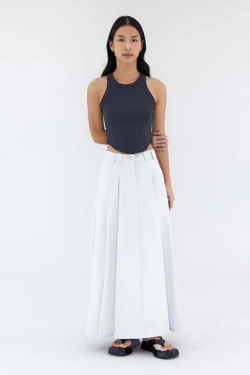 ذا اديتورز ماركت Juna Mid-Rise A-Line Skirt - Fog