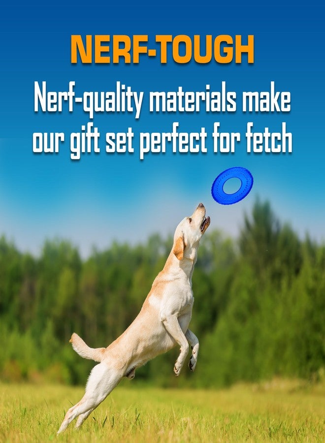 Nerf Dog Toy Gift Set, 3-Piece Set of Outdoor Dog Toys for Tug and Fetch, Includes 3-Ring Tug, Exo Squeak Bone and Tire Flyer - Image 5
