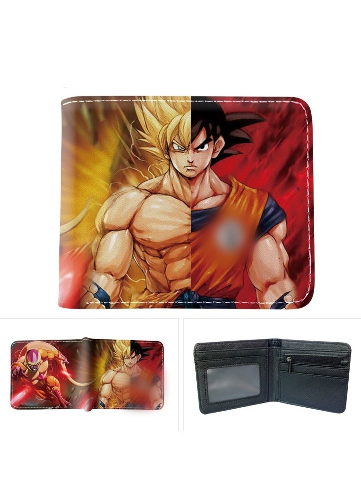 KUYING Anime Dragon Ball Short PU Leather Folding Wallet Large Capacity Storage Card Bag 