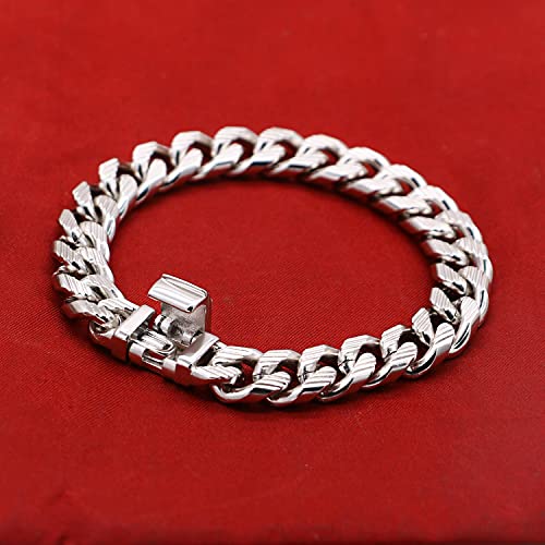 H&Beautimer Fashion 925 Sterling Silver Classic Cuban Chain Bracelet 10mm-7 "8" 9 "10" Curb Cuban Bracelet Solid Thick Large Link Bracelet For Men Jewelry Gift (pattern style, 10 inches) - Image 4