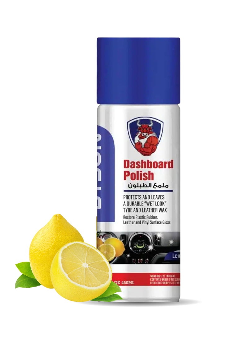 BYSON رذاذ تلميع لوحة القيادة بالليمون – منظف ومُعزز داخلي للسيارة، مُجدد للوحة القيادة والتشطيبات مع حماية من الأشعة فوق البنفسجية، مضاد للغبار، لمسة لامعة عالية، لمسة غير دهنية، رائحة منعشة – رذاذ تفصيل السيارات - Image 1