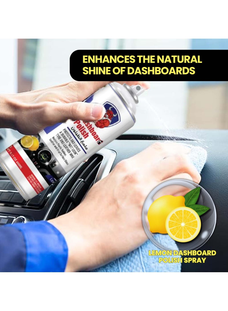 BYSON رذاذ تلميع لوحة القيادة بالليمون – منظف ومُعزز داخلي للسيارة، مُجدد للوحة القيادة والتشطيبات مع حماية من الأشعة فوق البنفسجية، مضاد للغبار، لمسة لامعة عالية، لمسة غير دهنية، رائحة منعشة – رذاذ تفصيل السيارات - Image 5
