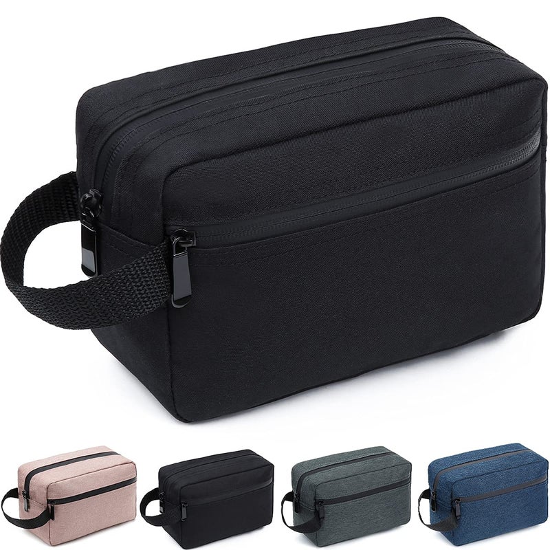 FUNSEED Travel Toiletry Bag for Women and Men, Water-resistant Shaving Bag for Toiletries Accessories, Foldable Storage Bags with Divider and Handle for Cosmetics Toiletries Brushes Tools (Black) - Image 1