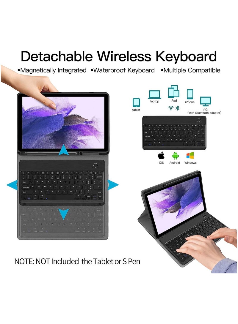 Keyboard Case for Samsung-Galaxy-Tab S8+ S7 FE S7+ 12.4" - JUQITECH Case with Wireless Detachable Keyboard Tablet Cover for Galaxy Tab S8+ SM-X800/X806 - Image 3