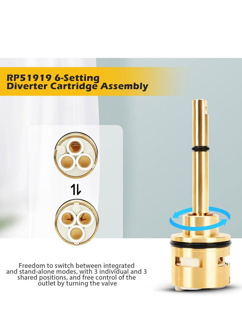 Excefore RP51919 6 Setting Diverter Cartridge, RP51919 6 Setting Diverter Cartridge Replacement, for RP51919 Shower Cartridge, Easy to install, Brass Construction, No More Leakage  - Image 5