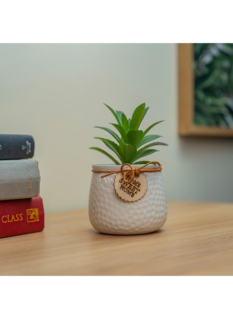 Wooden Street Wooden Street Bloomify Artificial Flower with Pot for Home Office MaintenanceFree Decorative Plant for Living Room or Bedroom Ceramic Artificial Faux Decor White  - Image 1