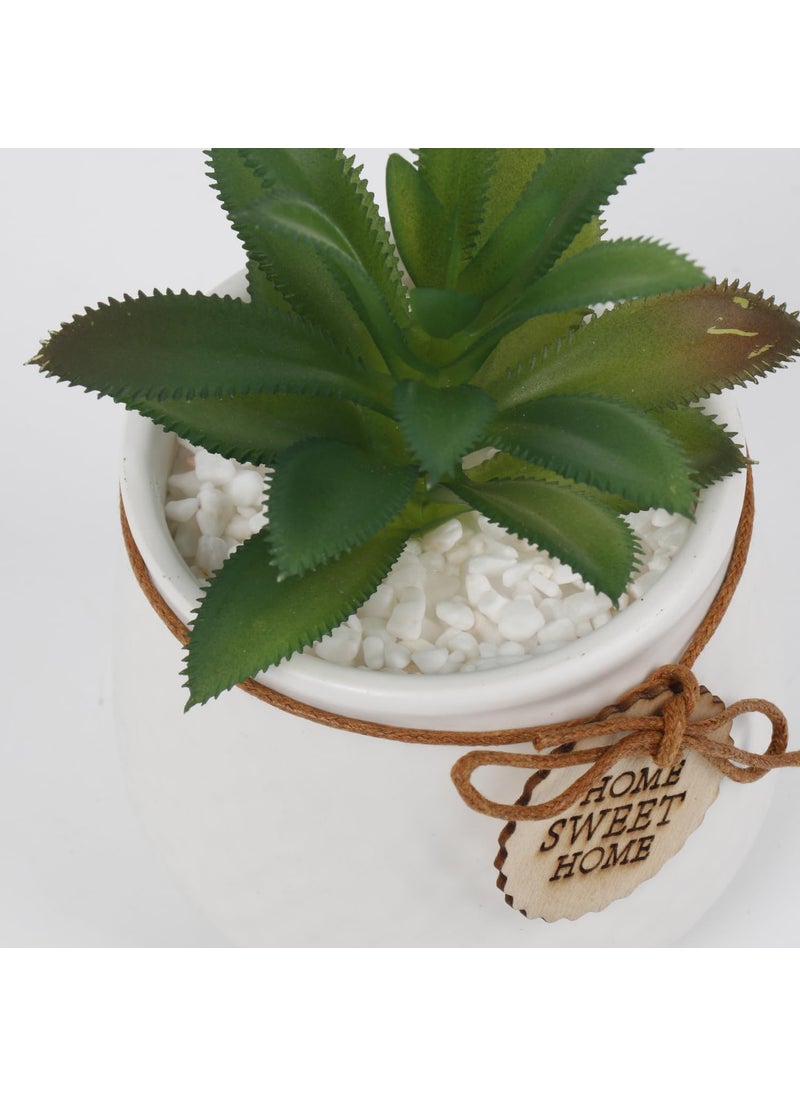 Wooden Street Wooden Street Bloomify Artificial Flower with Pot for Home Office MaintenanceFree Decorative Plant for Living Room or Bedroom Ceramic Artificial Faux Decor White  - Image 3