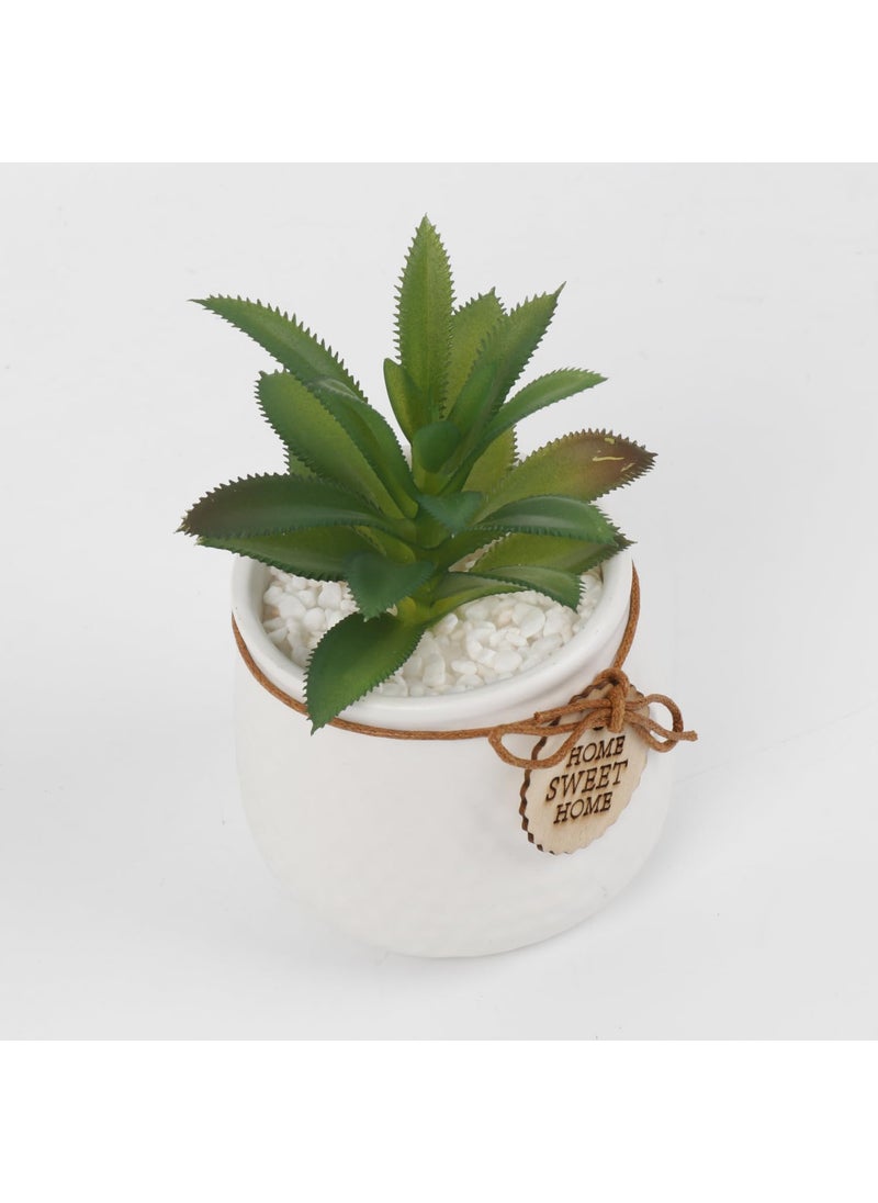 Wooden Street Wooden Street Bloomify Artificial Flower with Pot for Home Office MaintenanceFree Decorative Plant for Living Room or Bedroom Ceramic Artificial Faux Decor White  - Image 2