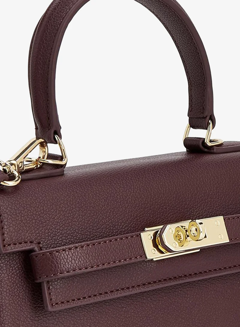 Le Confort RED Textured Satchel Bag with Detachable Strap for Women | Best Price UAE