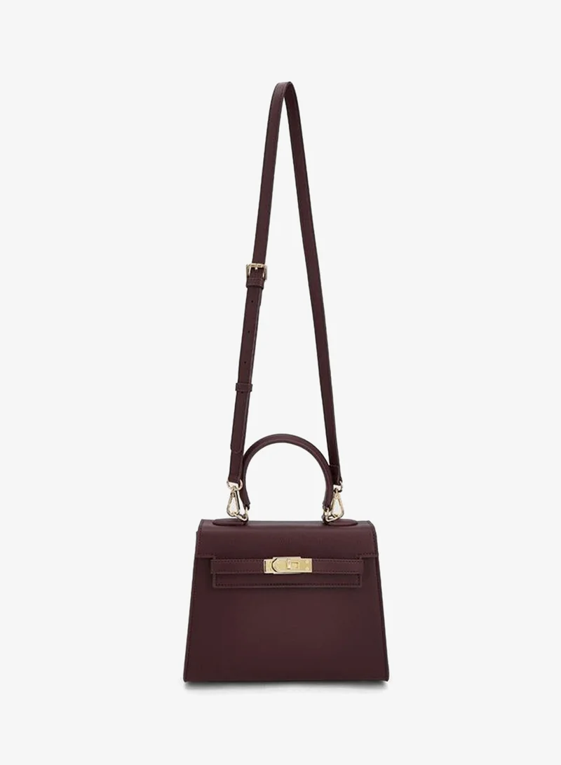 Le Confort RED Textured Satchel Bag with Detachable Strap for Women | Best Price UAE