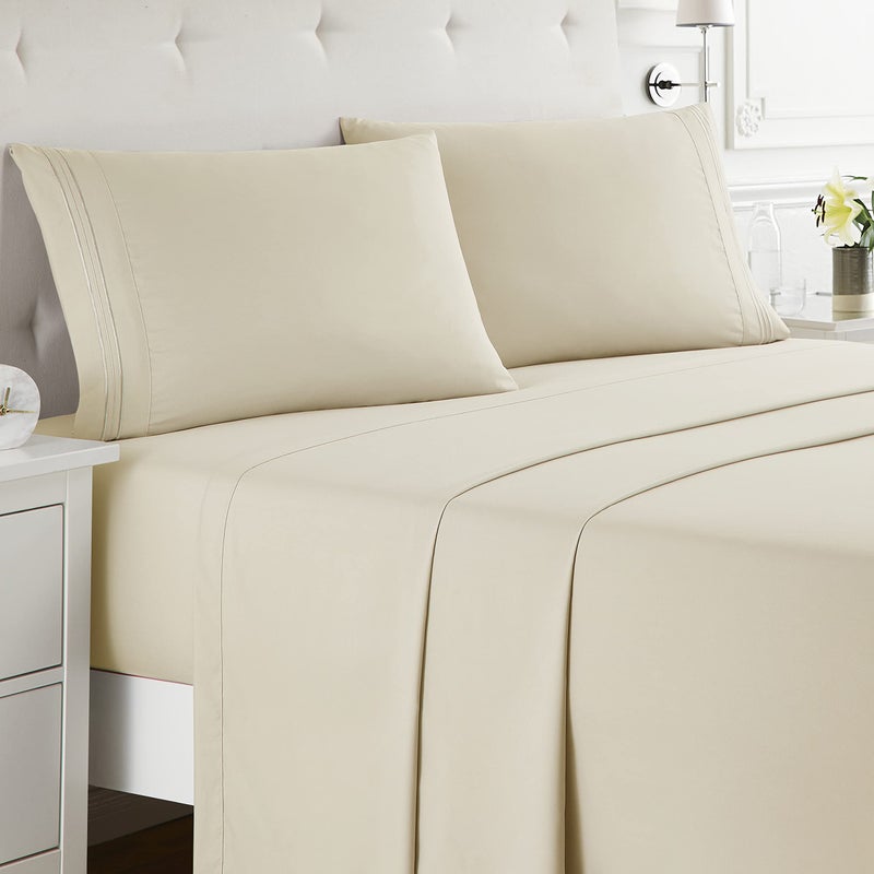 Nestl Split King Sheets for Adjustable Beds - 5 Piece Split King Sheets Set  Deep Pocket  Hotel Luxury  Extra Soft  Breathable and Cooling  Beige Cream Split King Bed Sheets - Image 1