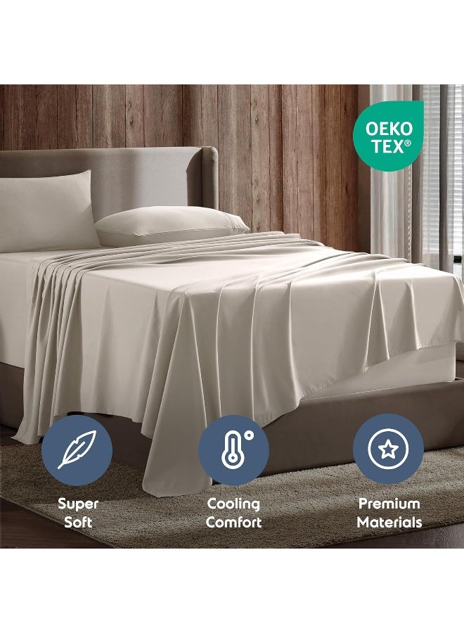 Nestl Split King Sheets for Adjustable Beds - 5 Piece Split King Sheets Set  Deep Pocket  Hotel Luxury  Extra Soft  Breathable and Cooling  Beige Cream Split King Bed Sheets - Image 5