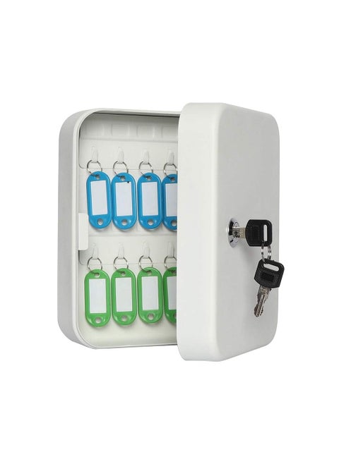 KARTUNBOX Security Metal Key Box with 20 Tags Small Adjustable Wall Mount Safe Storage Storage Key Lock Box With Number Tags Hooks For Homes