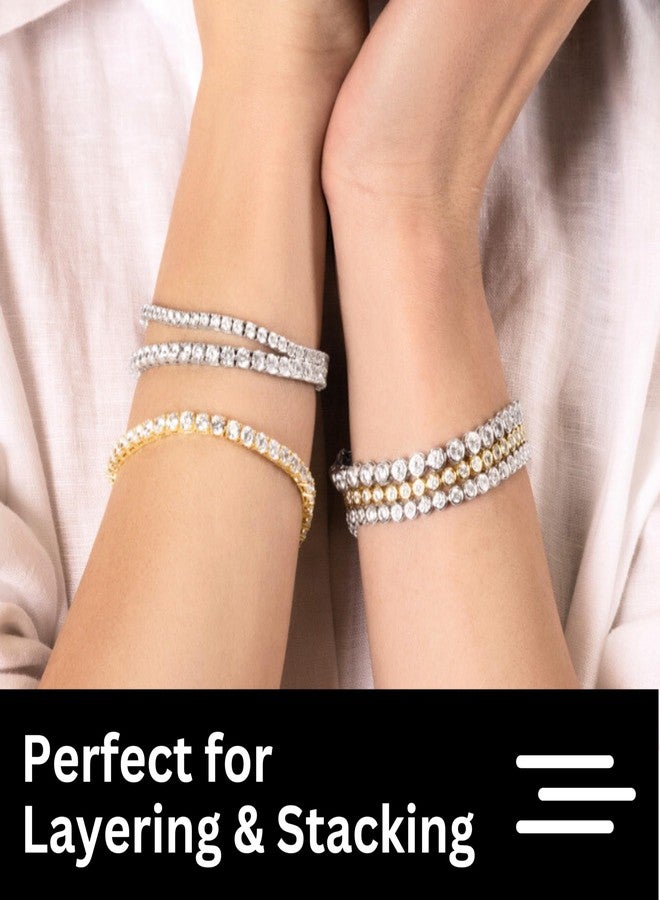 KISPER Tennis Bracelet for Women - 24K White Gold Plated Round Cut AAAAA CZ, 4mm Width, Elegant Jewelry Gift, 6.5 Inches - Image 5
