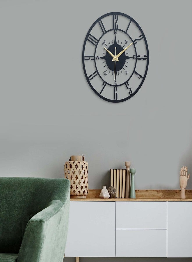 Ingo creation Analog Metal Wall Clock For Home Stylish Latest, Antique Modern Big Size Designer Wall Watch For Living Room, Bedroom, Hall, Office (Black, 40 Cm) - Image 3