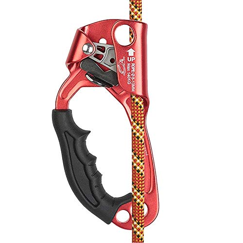 SZCQ SRT Climbing Equipment Hand Ascender Light Alloy Mountaineering Rock Ergonomic Rappelling Gear Handled Left asender Arborist Tree Climber Rigging (Red,Left Hand) - Image 1