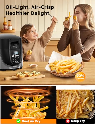 Nuwave Duet Air Fryer, Electric Pressure Cooker & Grill Combo, 540 IN 1 Multicooker with 3 Removable Lids, Slow Cook, Sautés, Dehydrator, 18/10 SS Pot, Sure-Lock Safety Tech & 13 Deluxe Accessories - Image 3