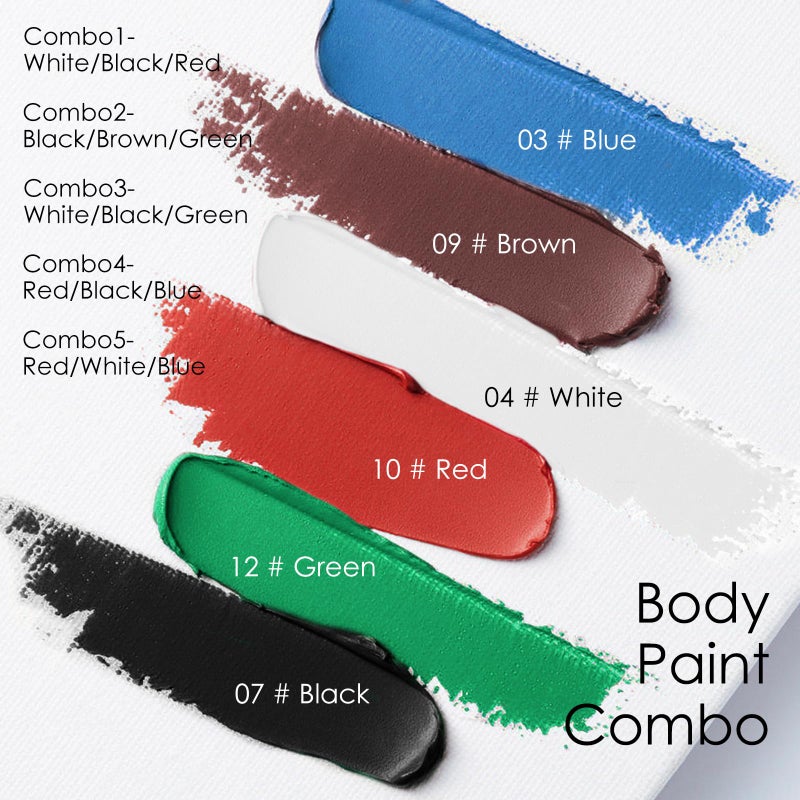 FREEORR 3 Colors White Black Green Face Body Paint Stick, Eye Black Lipstick Face Paint for Baseball/Football/Halloween/Costume Parties Accessories Vampire/Witch/Clown Makeup Face& Body Paint - Image 2