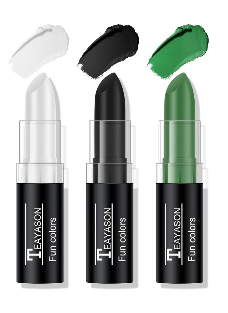 TEAYASON - 3 Colors White Black Green Face Body Paint Stick, Eye Black Baseball Sticks Face Paint for Baseball/Football/Halloween/Costume Parties Accessories Vampire/Witch/Clown Makeup Face& Body Paint - Image 1