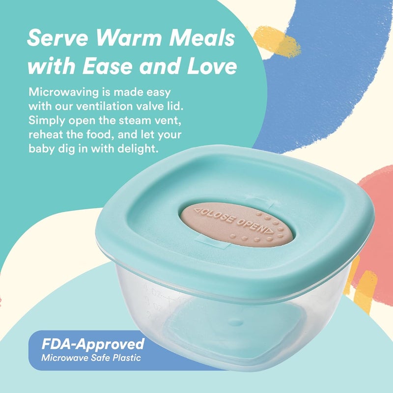 Liname Silicone Baby Food Containers 6 Pack  Baby Food Storage Containers with Ventilation Valve for Reheating  Rubber Bottom for Easy Frozen Food Release  Baby Led Weaning  Feeding Essentials - Image 4