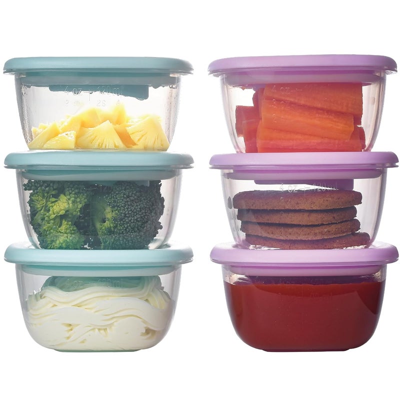 Liname Silicone Baby Food Containers 6 Pack  Baby Food Storage Containers with Ventilation Valve for Reheating  Rubber Bottom for Easy Frozen Food Release  Baby Led Weaning  Feeding Essentials - Image 1