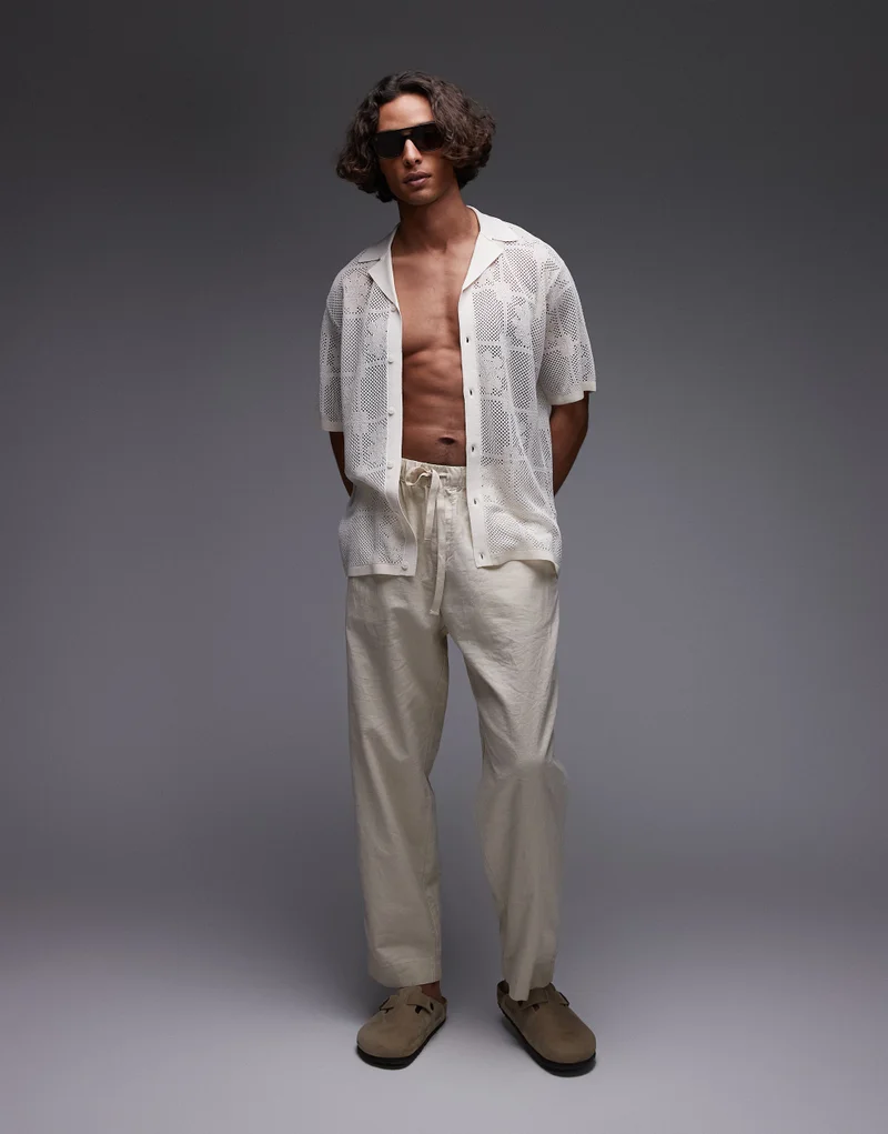 TOPMAN Relaxed Mixed Floral Pattern Crochet Revere