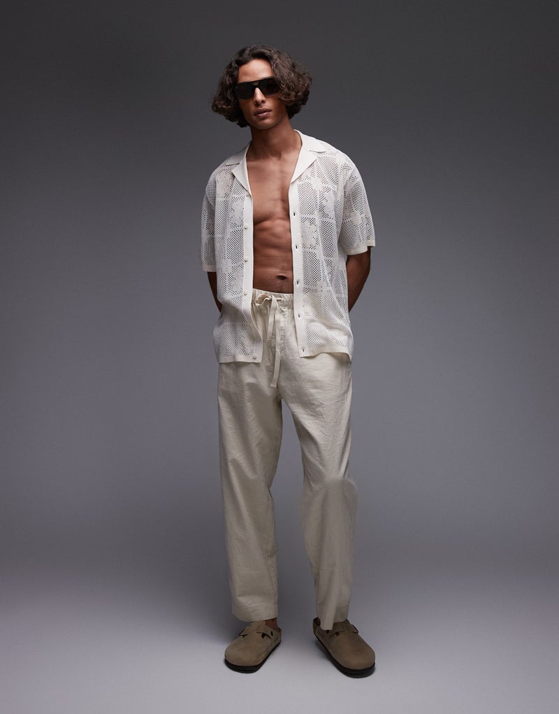 TOPMAN Relaxed Mixed Floral Pattern Crochet Revere - Image 4