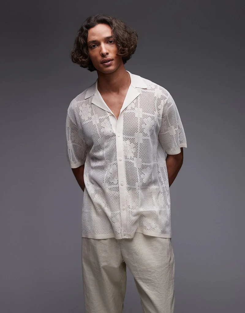 توب مان كروشيه بنقش زهري مختلط مريح