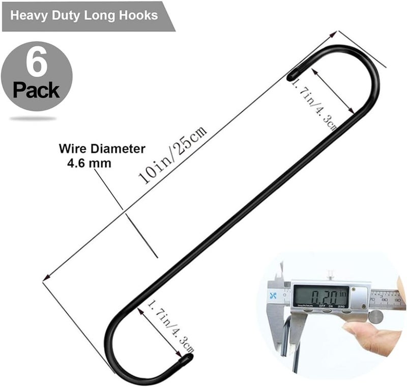 Lchkrep Plant Hooks 6 Pack 10 inch Black,Large Plant Hanger S Hook Garden Hooks for Plants, Hanging Baskets,Flower, Pergola,Garden,Patio,Kitchen,Indoor Outdoor Uses (Black-10inch) - Image 5