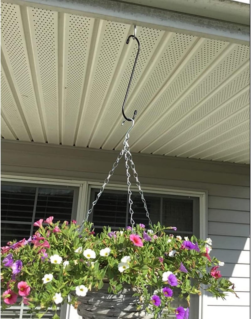 Lchkrep Plant Hooks 6 Pack 10 inch Black,Large Plant Hanger S Hook Garden Hooks for Plants, Hanging Baskets,Flower, Pergola,Garden,Patio,Kitchen,Indoor Outdoor Uses (Black-10inch) - Image 2